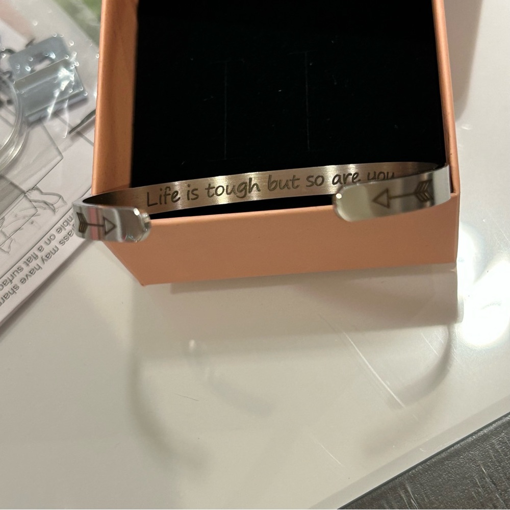 Inspirational Stainless Steel Cuff Bracelet - Picture 11 of 13